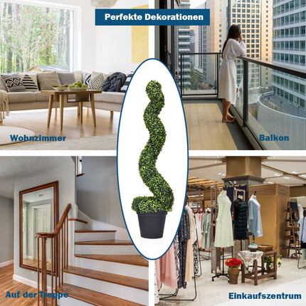 Umělý zimostráz ve tvaru spirály, sada 2 ks, 4 ft, v květináči