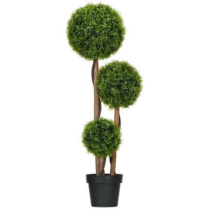 Artificial Boxwood Topiary, 110cm, UV-Resistant, 3 Balls