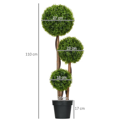 Artificial Boxwood Topiary, 110cm, UV-Resistant, 3 Balls