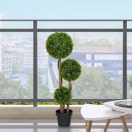 Artificial Boxwood Topiary, 110cm, UV-Resistant, 3 Balls