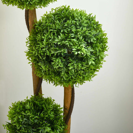 Artificial Boxwood Topiary, 110cm, UV-Resistant, 3 Balls