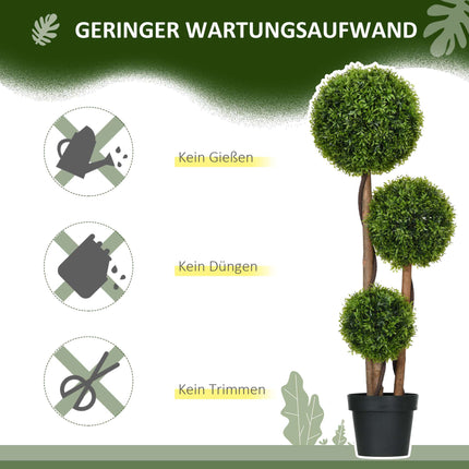 Artificial Boxwood Topiary, 110cm, UV-Resistant, 3 Balls