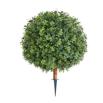 Artificial Boxwood Topiary Trees, 22 Inch, Set of 2 – Ground Spike