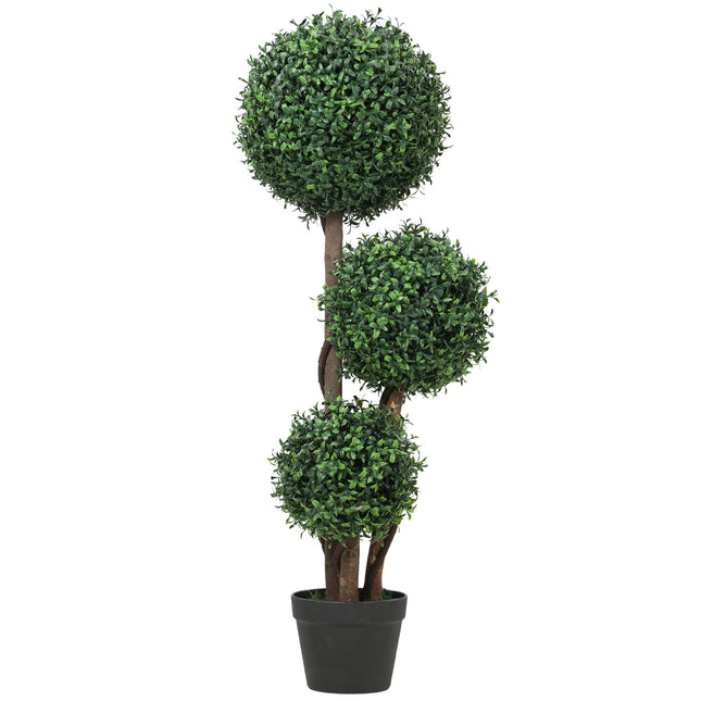 Umělý tvarovaný zimostráz, trojitá koule, 100 cm, zelená