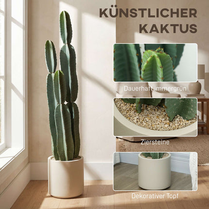 Umělý kaktus v květináči, výška 111 cm, zelená