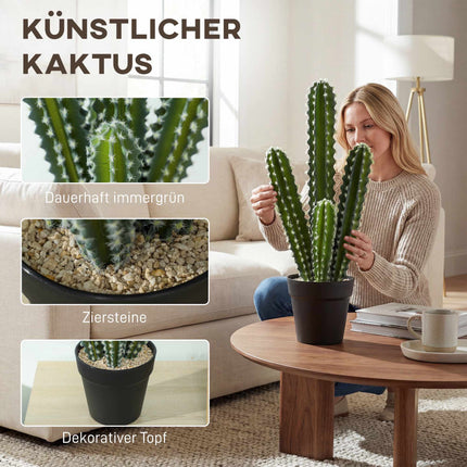 Künstliche Kaktuspflanze im Topf – 53 cm, pflegeleicht