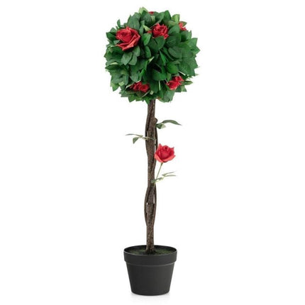 Artificial Camellia Tree 92cm, 12 Red Flowers, Potted