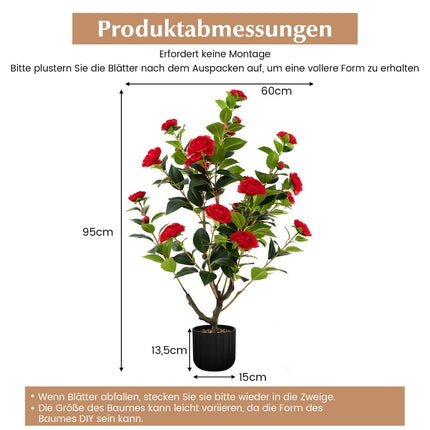 Umělá kamélie 95cm s červenými hedvábnými květy