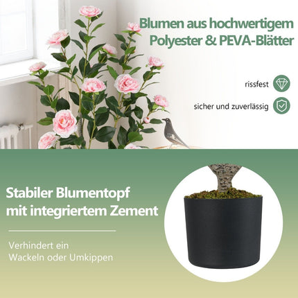 Artificial Camellia Tree with Flowers, 90 cm, Pink