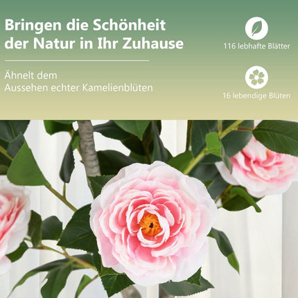 Artificial Camellia Tree with Flowers, 90 cm, Pink