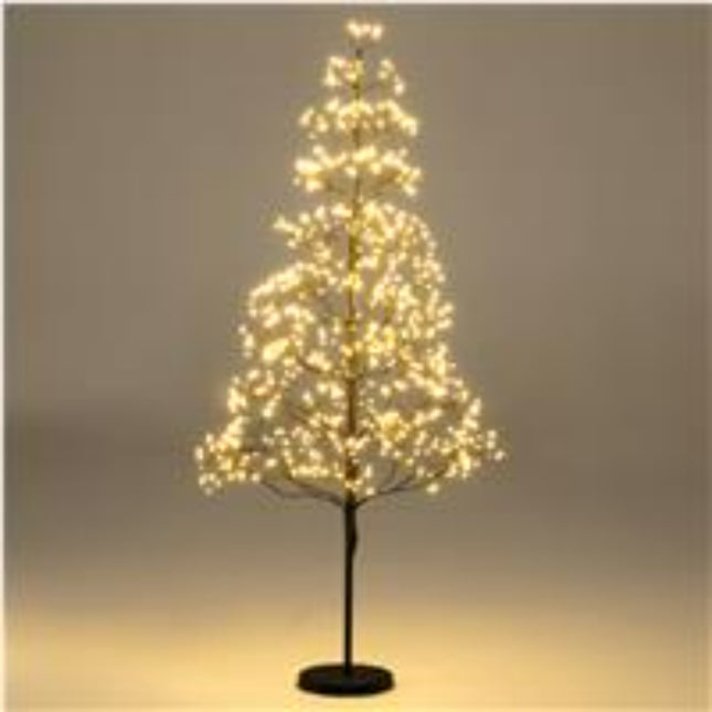 Künstlicher Zedernbaum beleuchtet 120 cm, 800 warmweiße LEDs, Schwarz