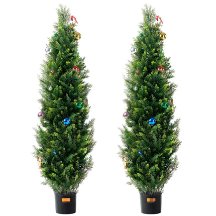 Artificial Cedar Topiary Trees, 2 Pack 60 in UV Resistant