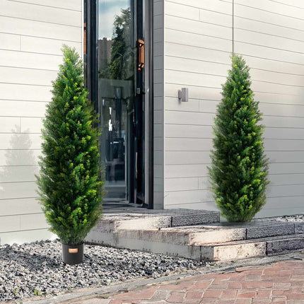 Artificial Cedar Topiary Trees, 2 Pack 60 in UV Resistant
