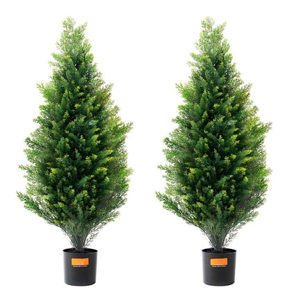 Artificial Cedar Topiary Trees, 36 Inch, 2 Pack, UV Rated