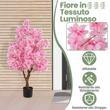 Künstlicher Kirschblütenbaum 118 cm, Rosa, Zementfuß