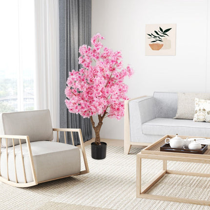 Künstlicher Kirschblütenbaum 118 cm, Rosa, Zementfuß