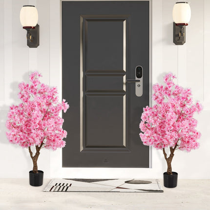 Künstlicher Kirschblütenbaum 118 cm, Rosa, Zementfuß