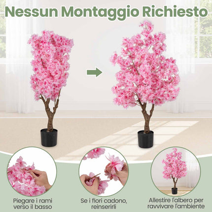 Künstlicher Kirschblütenbaum 118 cm, Rosa, Zementfuß