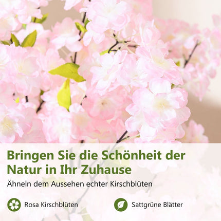 Künstlicher Kirschblütenbaum im 2er-Set, 150 cm, Rosa