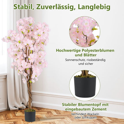 Künstlicher Kirschblütenbaum im 2er-Set, 150 cm, Rosa