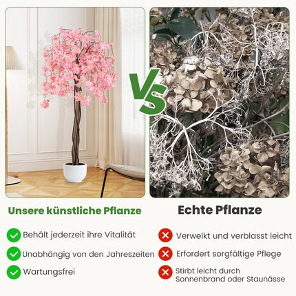 Umělá sakura v květináči, 163 cm, růžové květy