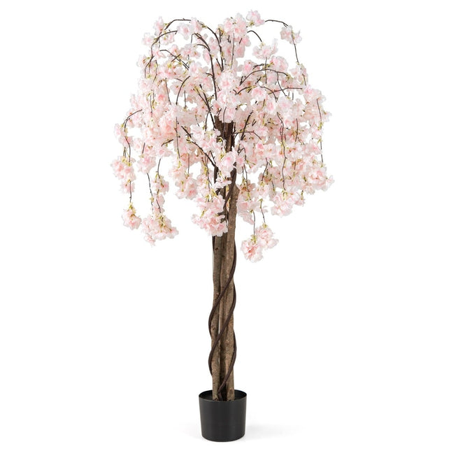Umělá sakura v květináči, 163 cm, bílé květy