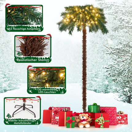 Künstliche Weihnachts-Palme 150 cm, 150 warmweiße LEDs