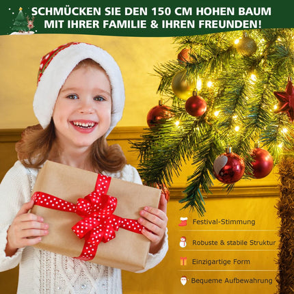 Künstliche Weihnachts-Palme 150 cm, 150 warmweiße LEDs