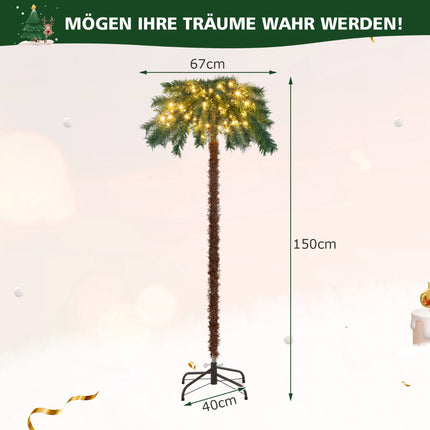 Künstliche Weihnachts-Palme 150 cm, 150 warmweiße LEDs