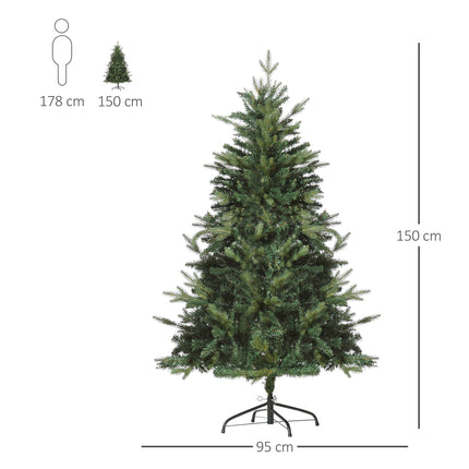 Artificial Christmas Tree, 150 cm, 946 Branches, Metal Stand