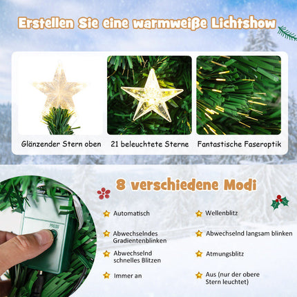 Künstlicher Weihnachtsbaum 150cm, Glasfaser, 8 Modi