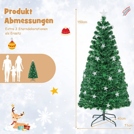 Künstlicher Weihnachtsbaum 150cm, Glasfaser, 8 Modi