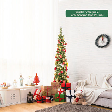Künstlicher Weihnachtsbaum 150cm, vorbeleuchtet 150 LEDs, schlank