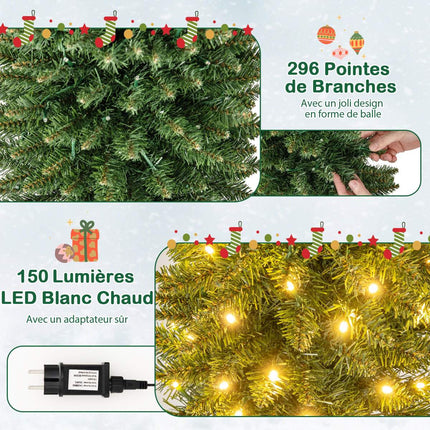 Künstlicher Weihnachtsbaum 150cm, vorbeleuchtet 150 LEDs, schlank