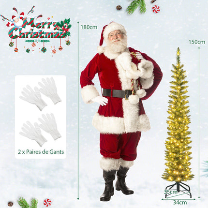 Künstlicher Weihnachtsbaum 150cm, vorbeleuchtet 150 LEDs, schlank