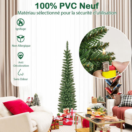 Künstlicher Weihnachtsbaum 150cm, vorbeleuchtet 150 LEDs, schlank