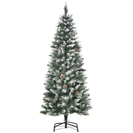 Umělý vánoční stromek, 150 cm, zasněžené větve, šišky