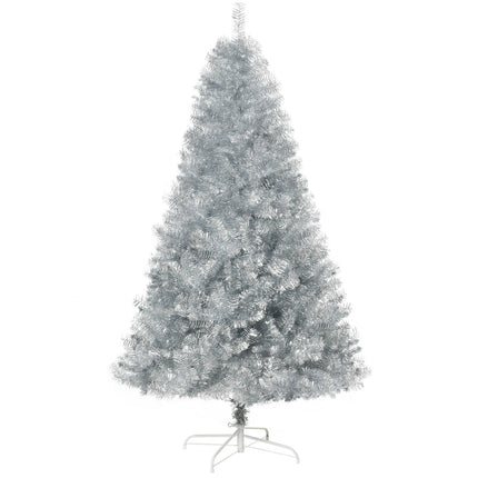 180 cm großer künstlicher Weihnachtsbaum, Silber & Weiß, einfacher Aufbau