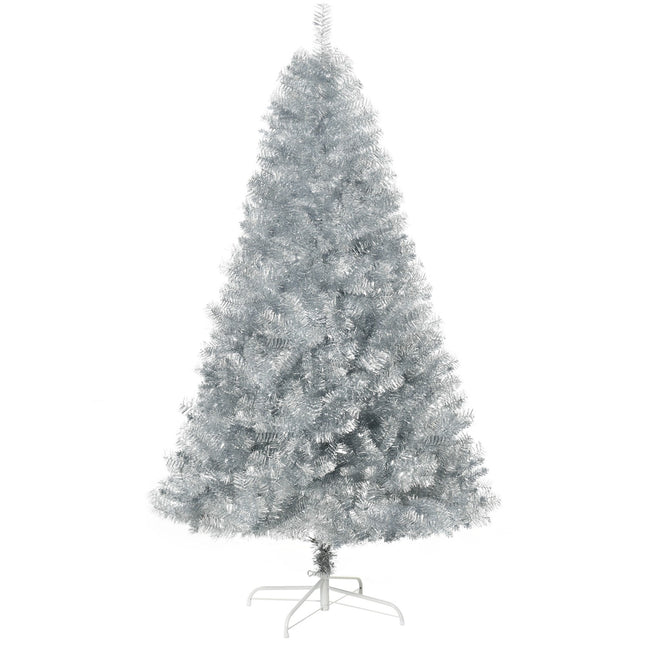 180 cm großer künstlicher Weihnachtsbaum, Silber & Weiß, einfacher Aufbau