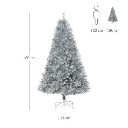 180 cm großer künstlicher Weihnachtsbaum, Silber & Weiß, einfacher Aufbau