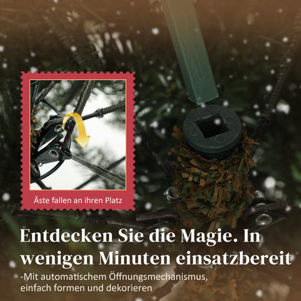 Künstlicher Weihnachtsbaum, 180 cm, dichte Äste, schwer entflammbar