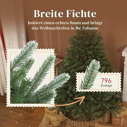 Künstlicher Weihnachtsbaum, 180 cm, dichte Äste, schwer entflammbar