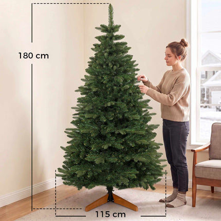 Artificial Christmas Tree 180 cm, Green, Foldable Wood Stand