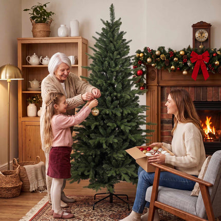 Artificial Christmas Tree, 180 cm, Hinged Branches, Wood Stand