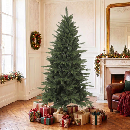 Artificial Christmas Tree, 180 cm, Hinged Branches, Wood Stand