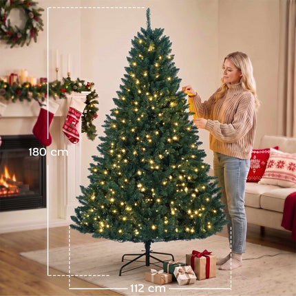 Artificial Christmas Tree 180 cm with 550 Warm White LEDs, 1494 Branches, Green