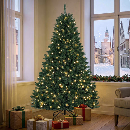 Artificial Christmas Tree 180 cm with 550 Warm White LEDs, 1494 Branches, Green