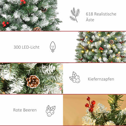 Artificial Christmas Tree 180cm with LED Lights, Snow, Stand