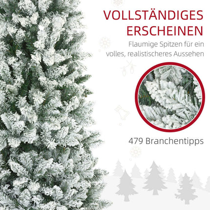 Artificial Christmas Tree, 183 cm, Slim with Snow Effect