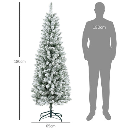 Artificial Christmas Tree, 183 cm, Slim with Snow Effect